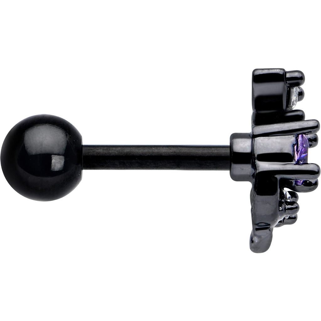 BodyCandy 16G 1/4 Purple CZ Gem Black Twining Vine Cartilage Tragus Earring — side view