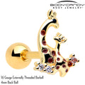 BodyCandy 16G 1/4 Clear CZ Gem Gold Tone Mom Baby Giraffes Cartilage Earring — main product shot