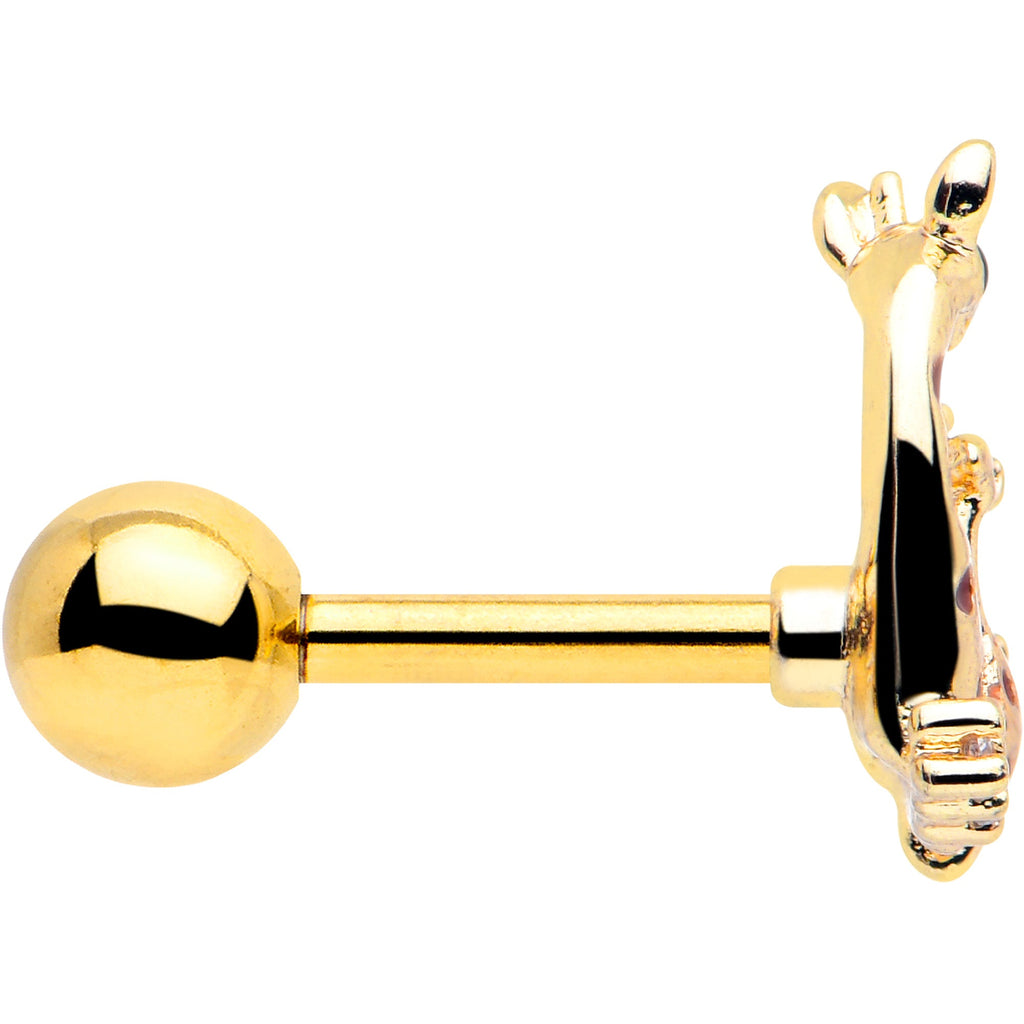 BodyCandy 16G 1/4 Clear CZ Gem Gold Tone Mom Baby Giraffes Cartilage Earring — lifestyle context