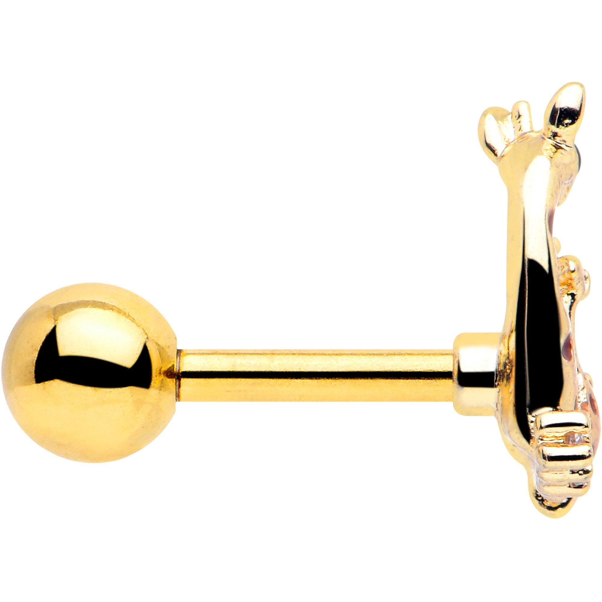 BodyCandy 16G 1/4 Clear CZ Gem Gold Tone Mom Baby Giraffes Cartilage Earring — lifestyle context
