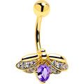 BodyCandy Purple Clear Gem Gold Tone Beauty Bug Belly Ring — main product shot