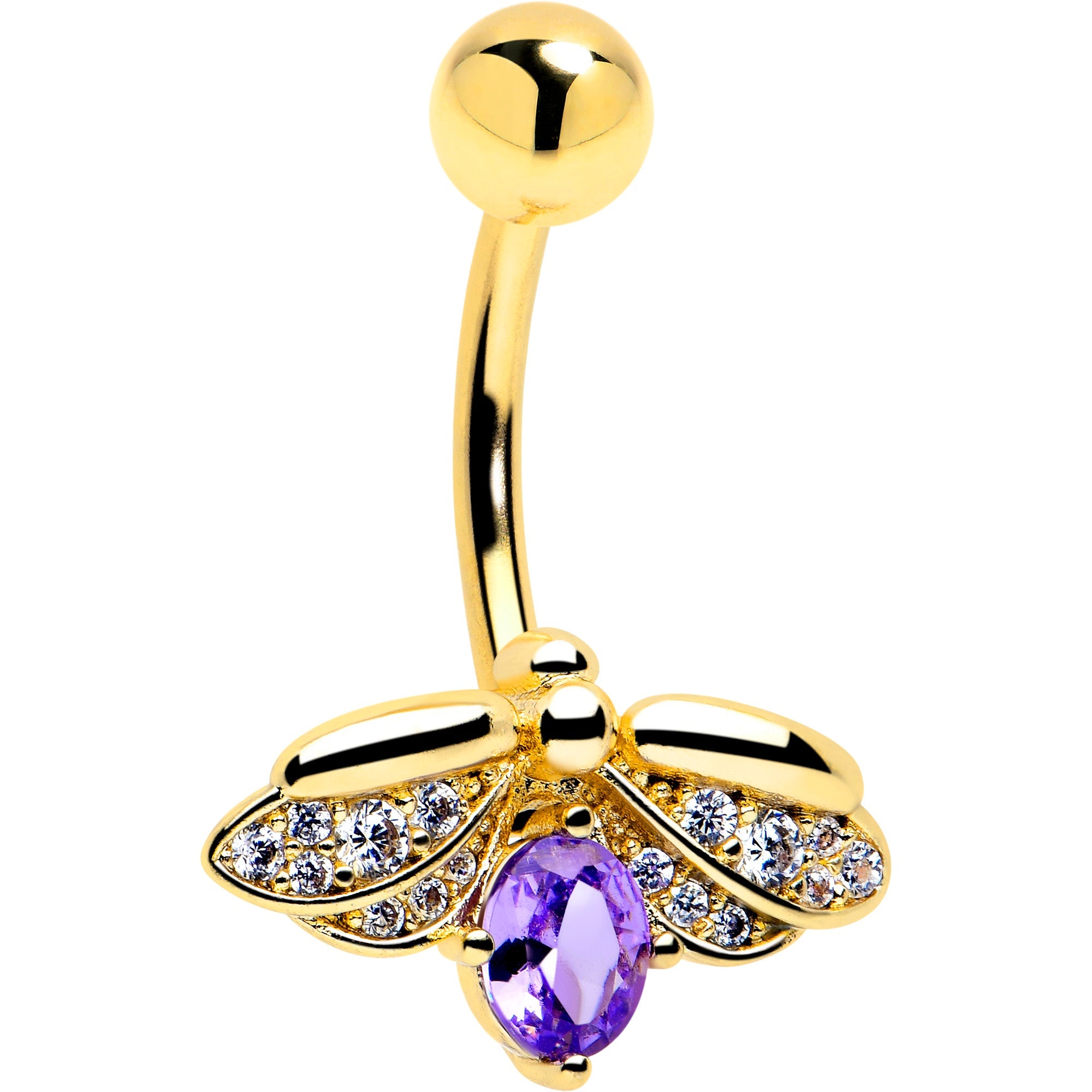 BodyCandy Purple Clear Gem Gold Tone Beauty Bug Belly Ring — main product shot