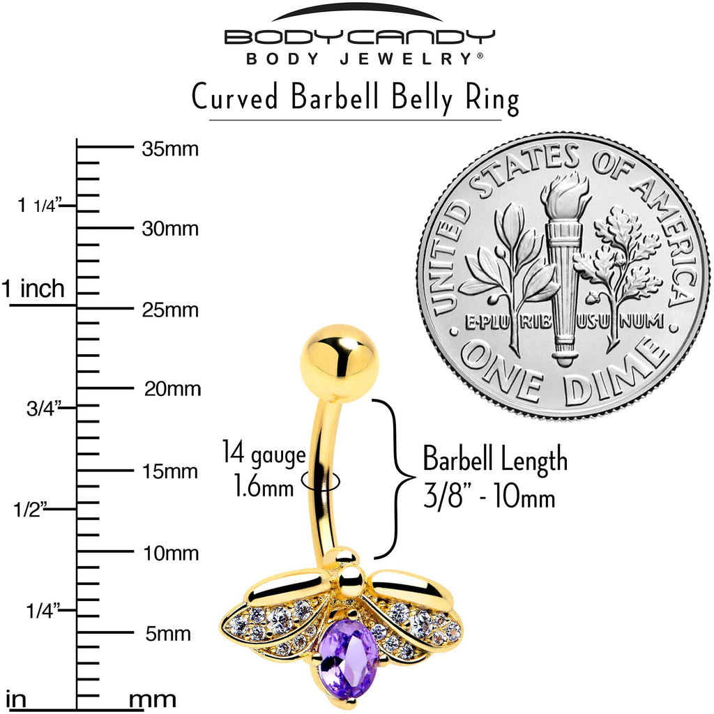 BodyCandy Purple Clear Gem Gold Tone Beauty Bug Belly Ring — lifestyle context