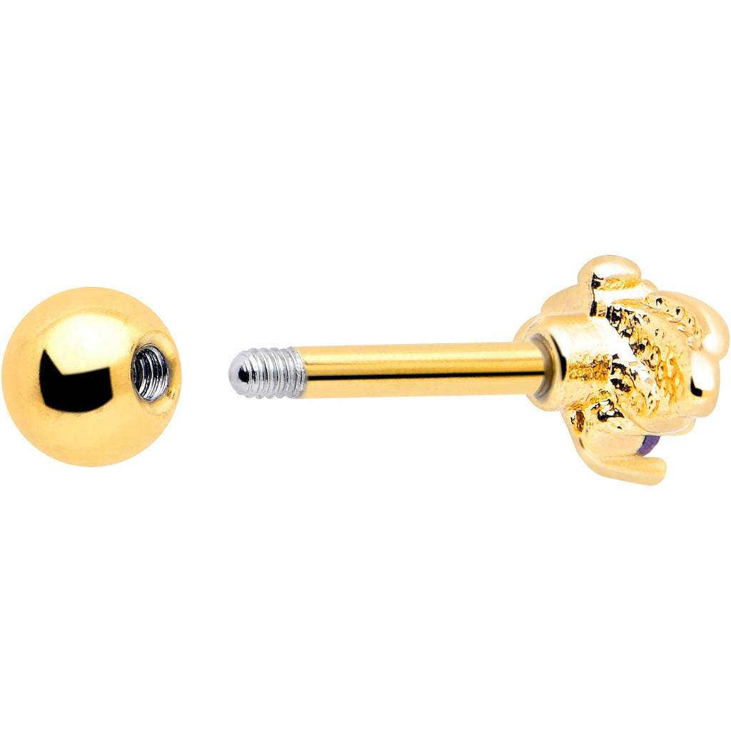 BodyCandy 16G 1/4 Purple Gem Gold Tone Beauty Bug Cartilage Tragus Earring — back view
