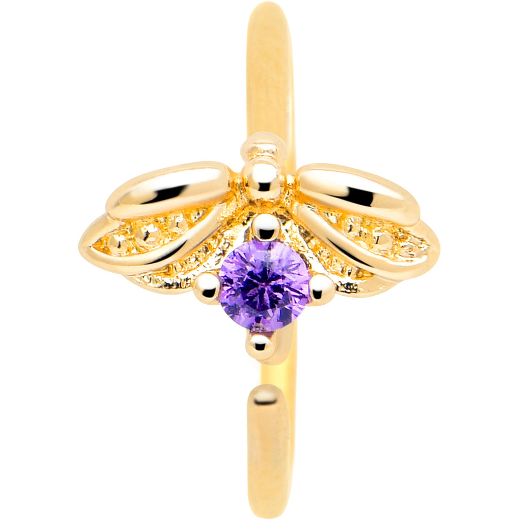 BodyCandy 20G 5/16 Purple Gem Gold Tone Beauty Bug Nose Hoop — lifestyle context