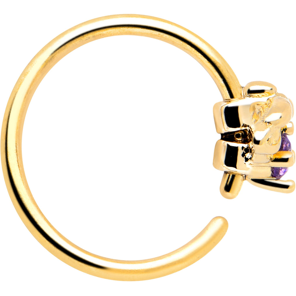 BodyCandy 20G 5/16 Purple Gem Gold Tone Beauty Bug Nose Hoop — side view