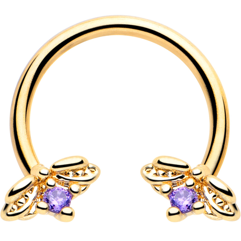 BodyCandy 16G 3/8 Purple Gem Gold Tone Beauty Bug Horseshoe Circular Barbell — main product shot