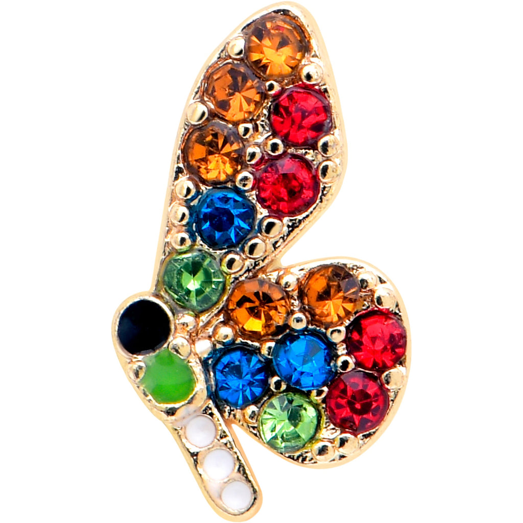 BodyCandy 16G 5/16 Red Blue Gem Gold Tone Butterfly Labret Monroe Tragus — lifestyle context