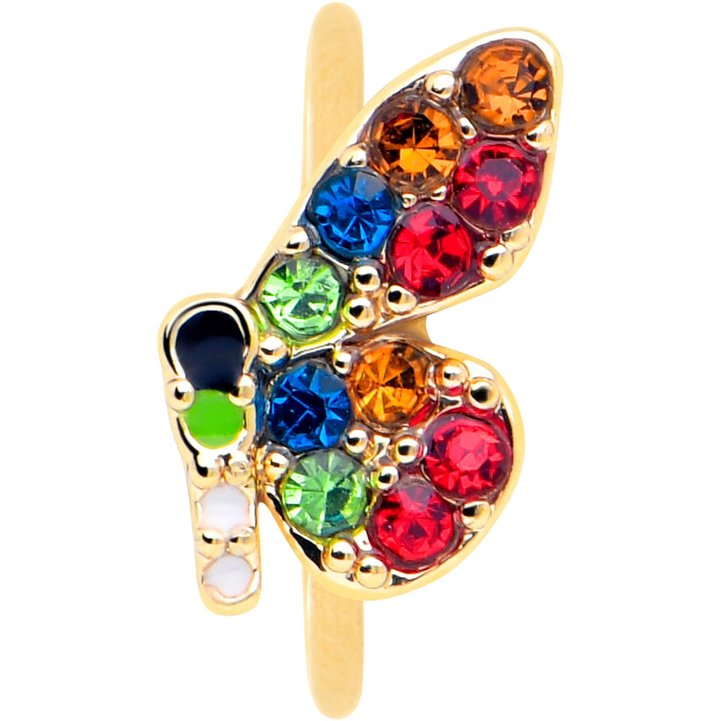 BodyCandy 20G 5/16 Red Blue Gem Gold Tone Butterfly Nose Hoop — lifestyle context