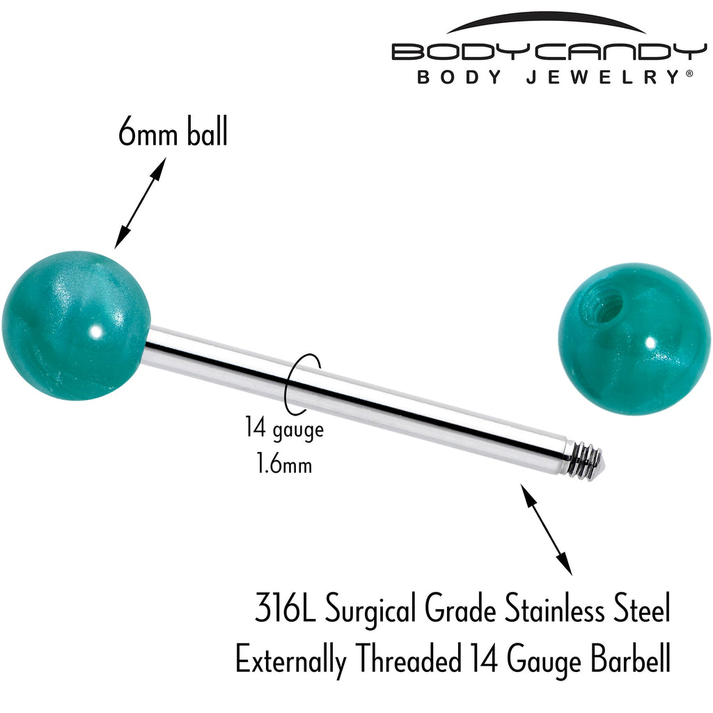 BodyCandy Color Acrylic Ball Tongue Ring Surgical Steel Barbell — side view