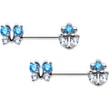 BodyCandy 14G 9/16 Blue CZ Gem Butterfly Fantasy Barbell Nipple Ring Set — main product shot