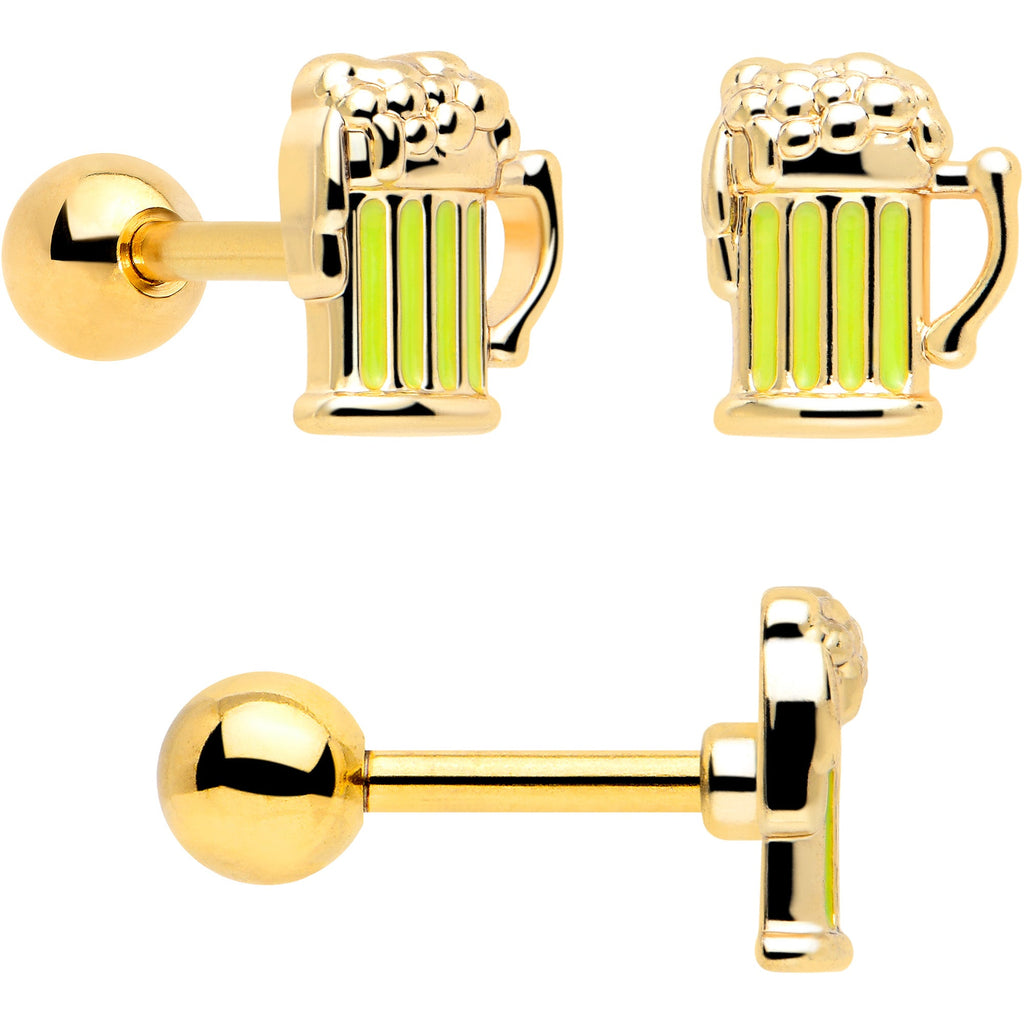 BodyCandy 16G 1/4 Clear Gem Gold Tone Happy Hour Cartilage Earrings Set of 3 — lifestyle context