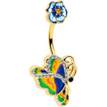 BodyCandy Clear Yellow Gem Gold Tone Butterfly Colors Double Mount Belly Ring — main product shot