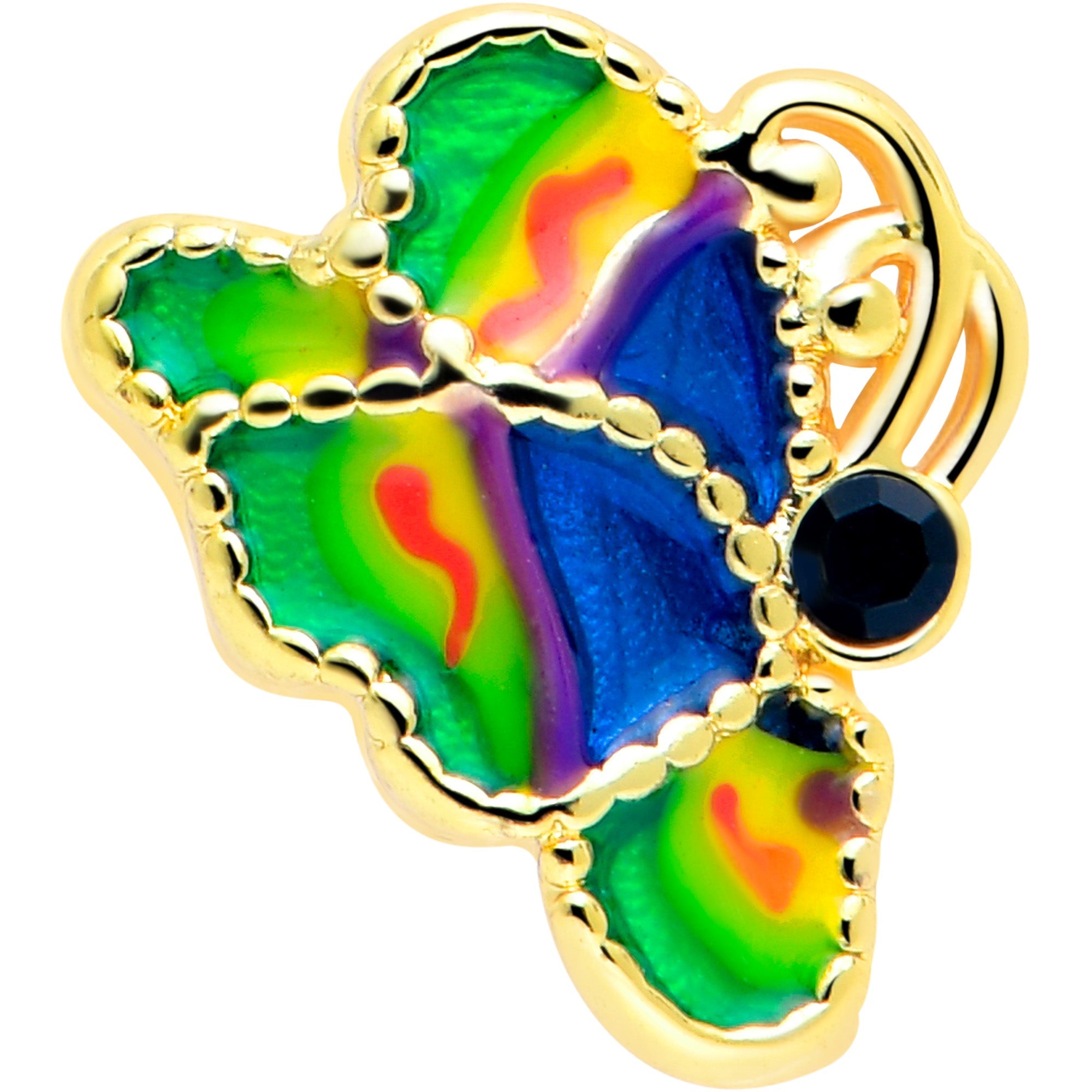 BodyCandy 16G 5/16 Gold Tone Butterfly Colors Labret Monroe Tragus — lifestyle context