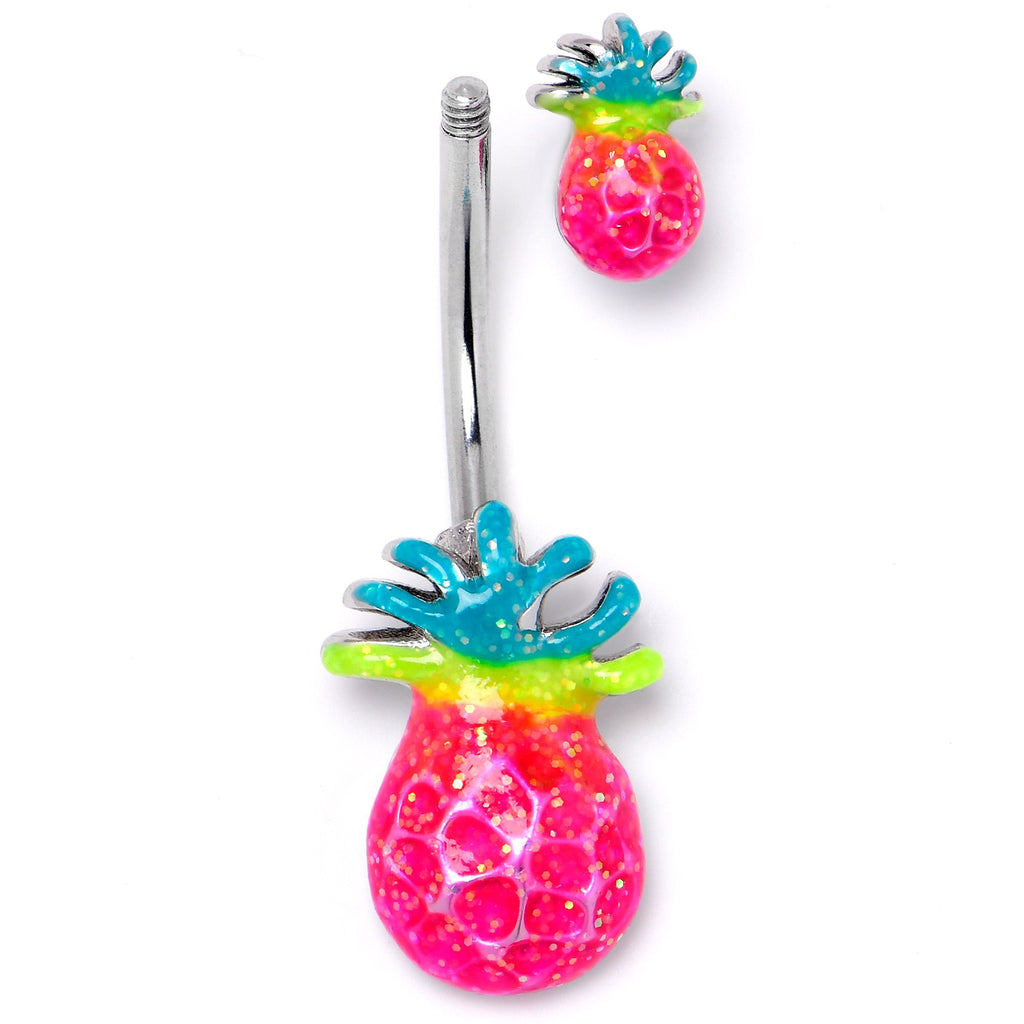BodyCandy Hot Tropical Pineapple Double Mount Belly Ring — side view