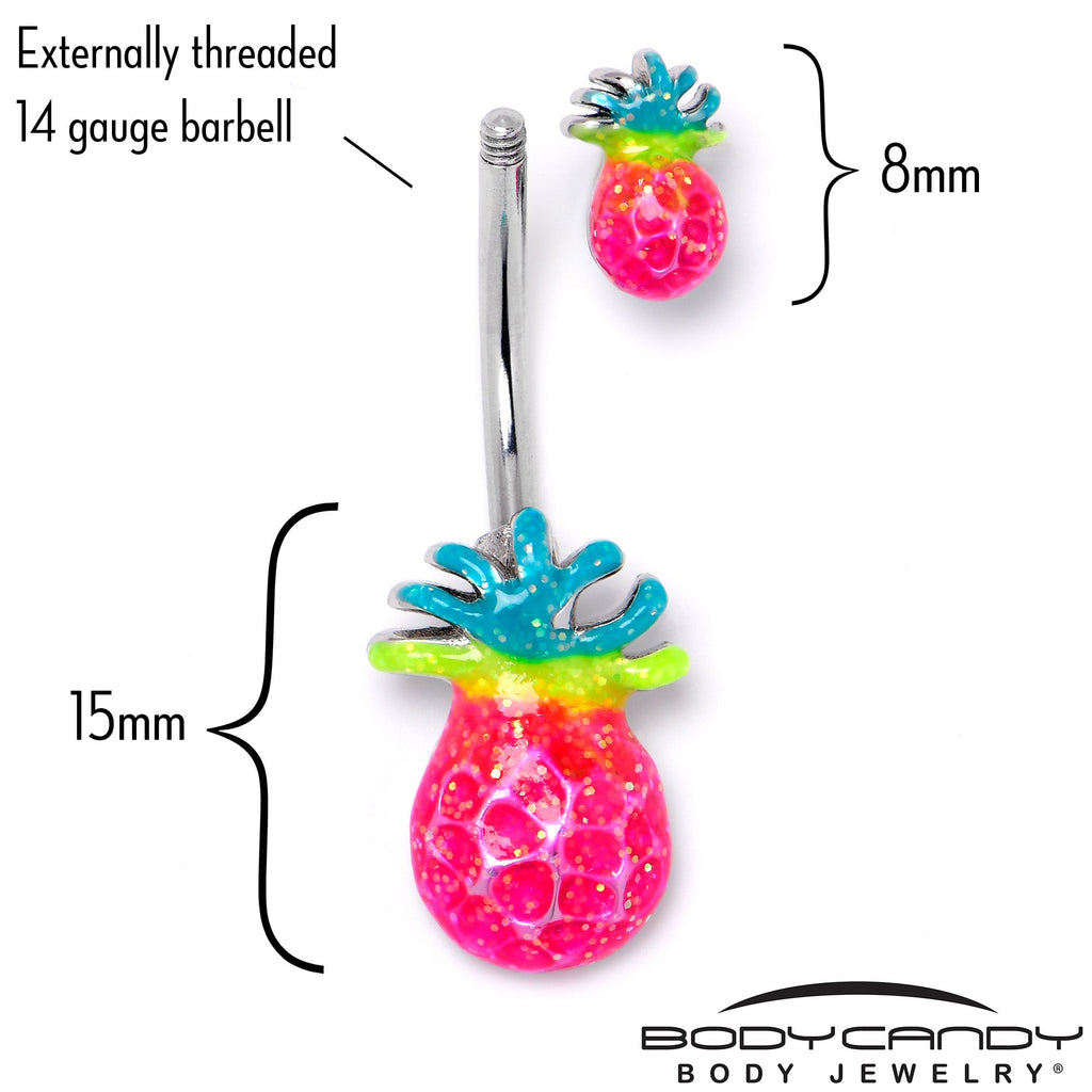 BodyCandy Hot Tropical Pineapple Double Mount Belly Ring — back view