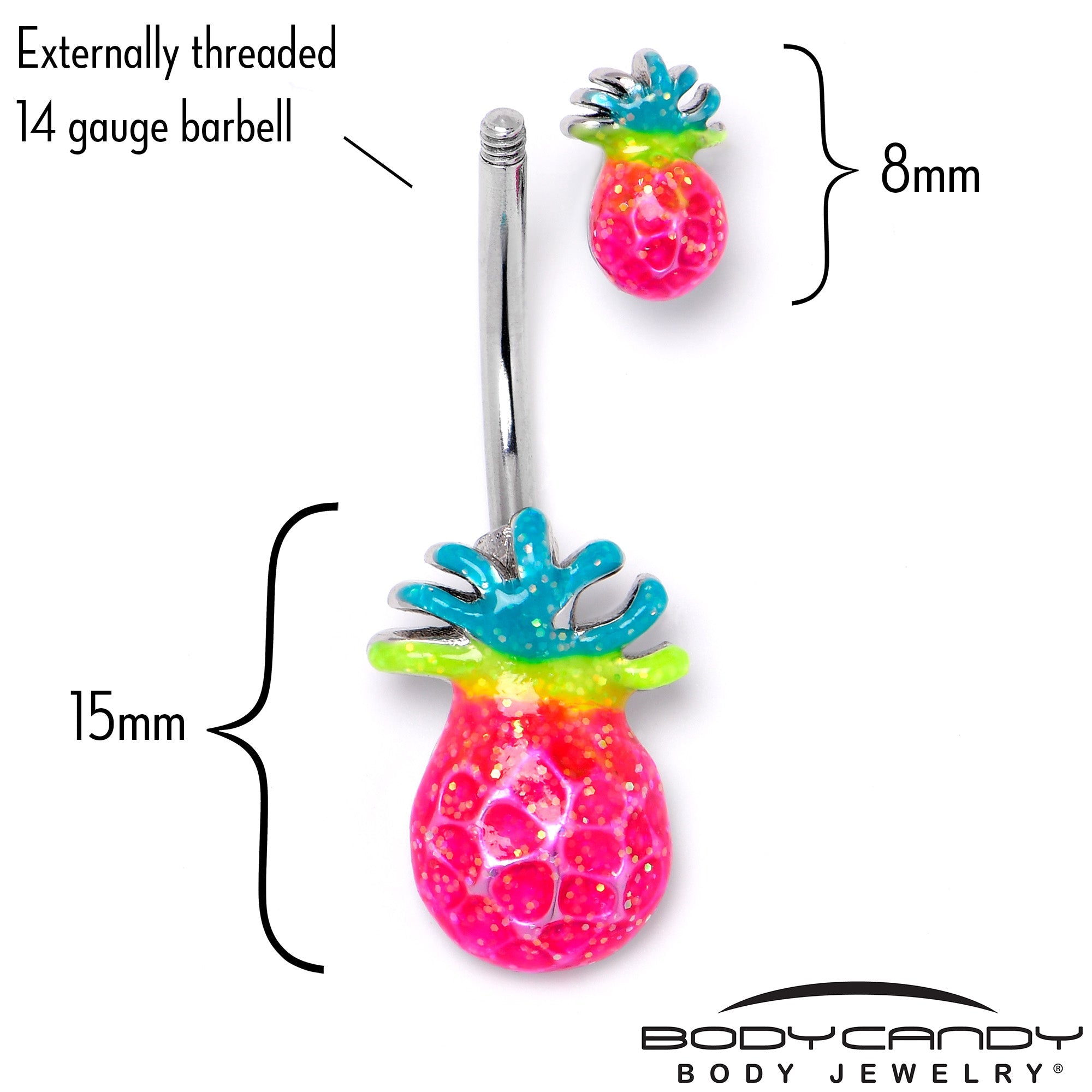 BodyCandy Hot Tropical Pineapple Double Mount Belly Ring — back view