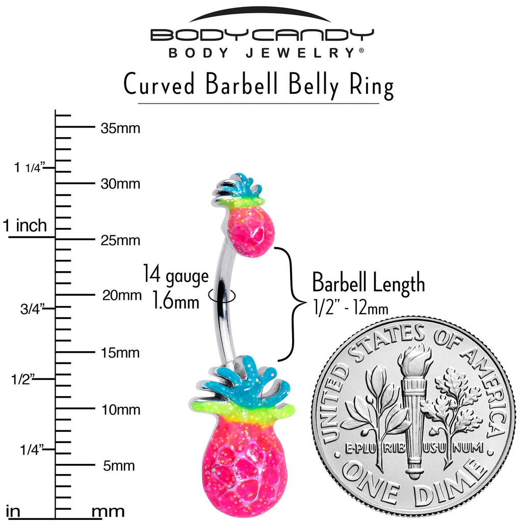BodyCandy Hot Tropical Pineapple Double Mount Belly Ring — alternative angle