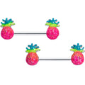 BodyCandy 14G 9/16 Hot Tropical Pineapple Barbell Nipple Ring Set — main product shot