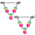 BodyCandy 14G 9/16 Hot Tropical Pineapple Dangle Barbell Nipple Ring Set — main product shot