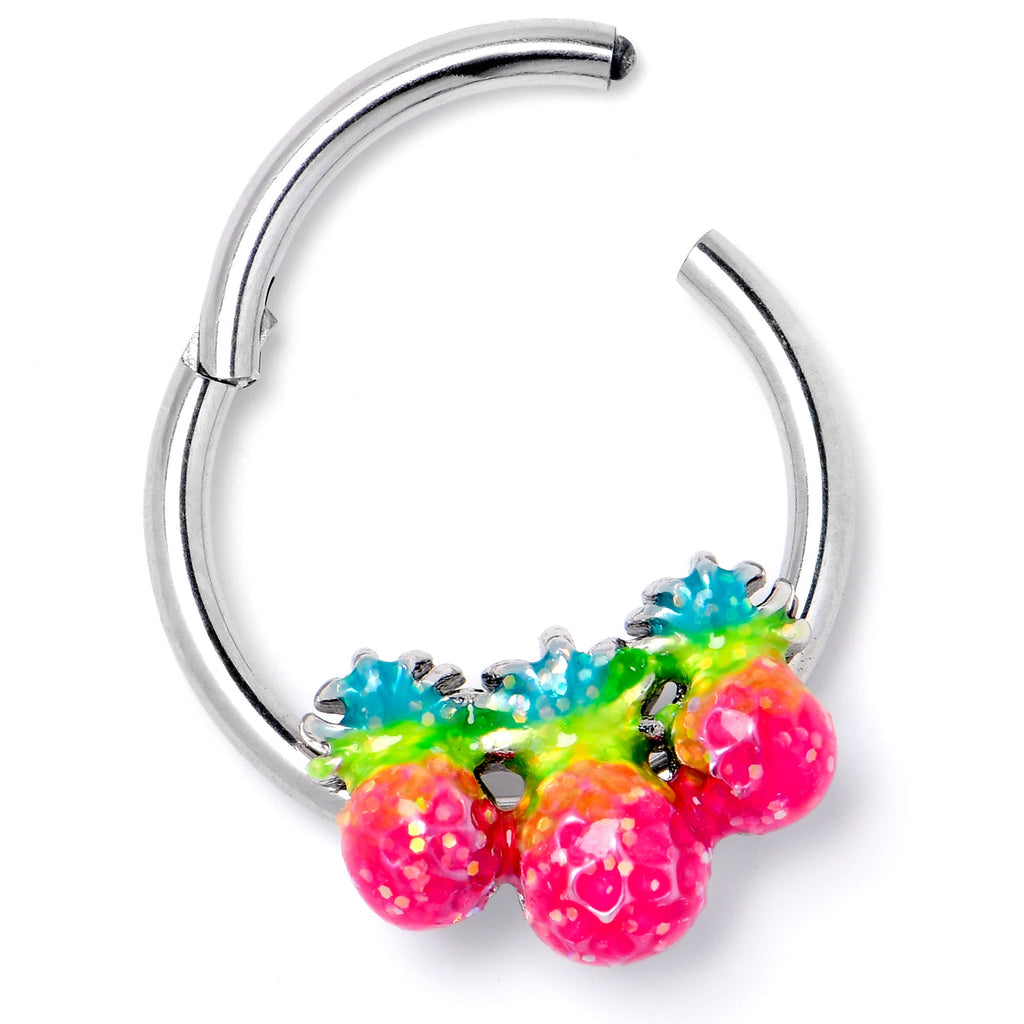 BodyCandy 16G 3/8 Hot Tropical Pineapples Hinged Segment Ring — back view