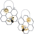 BodyCandy Clear Gem Bee Honeycomb Flower Tunnel Plug Earrings — main product shot