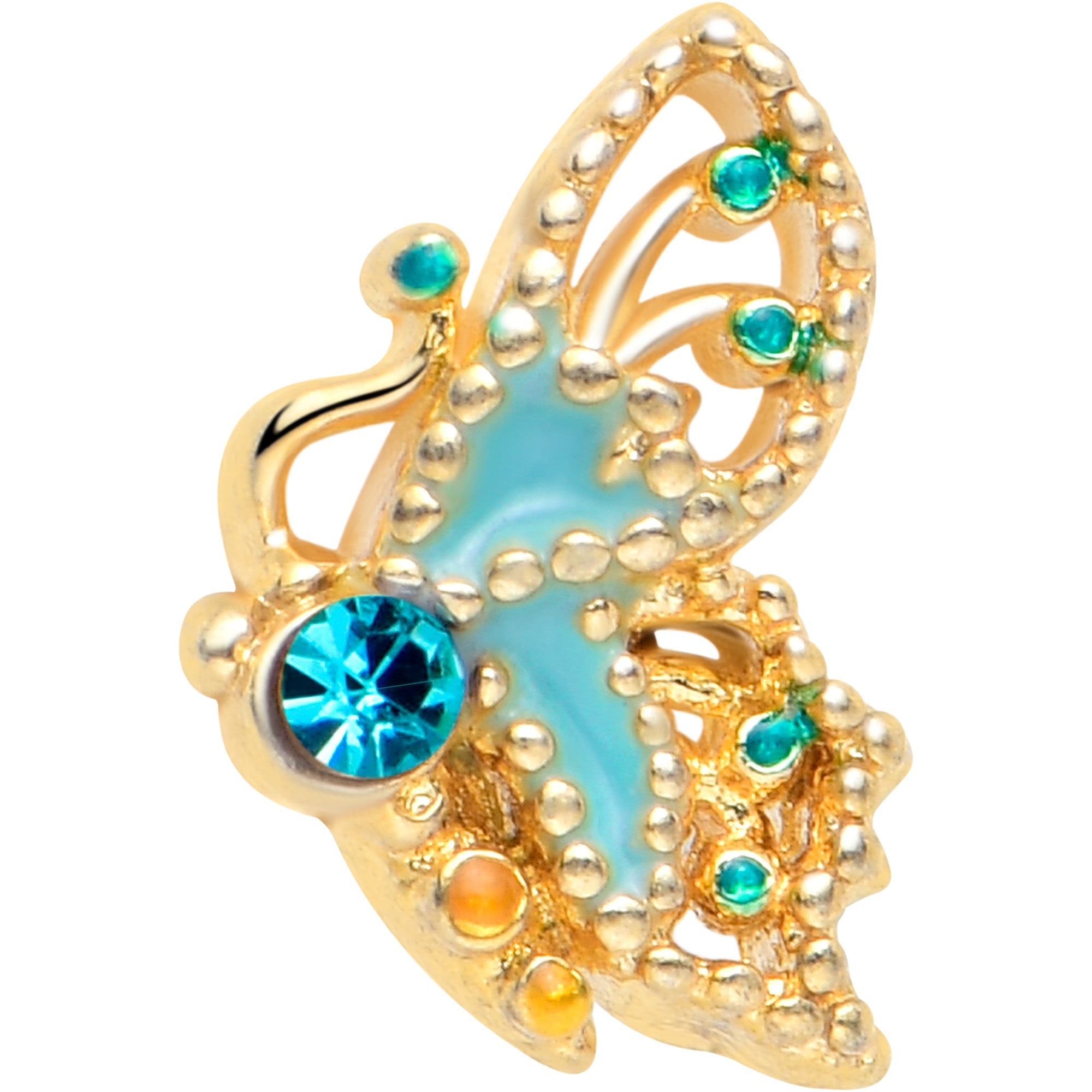 BodyCandy 20G 7mm Blue Gem Ribbon Butterfly L Shape Nose Ring — lifestyle context
