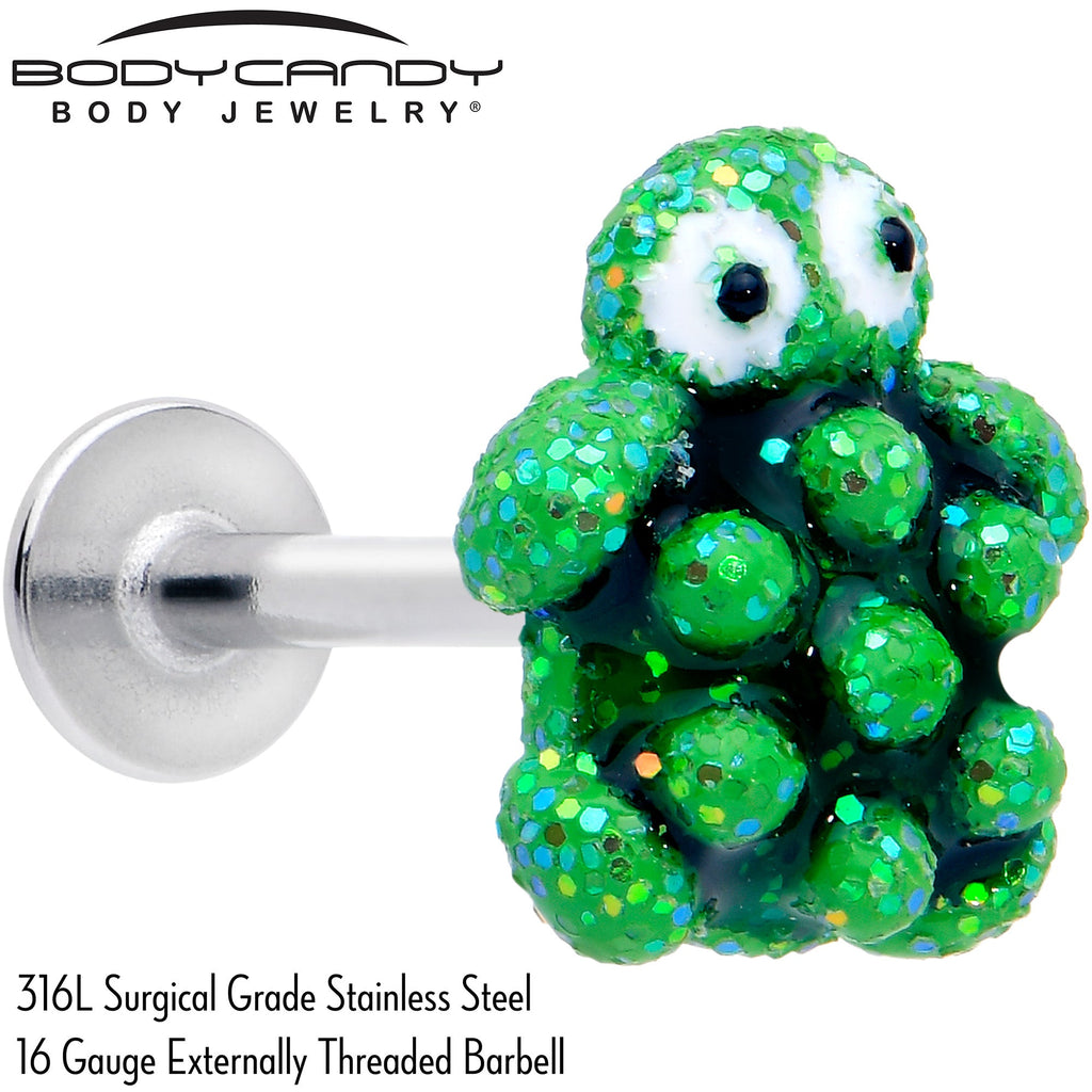 BodyCandy 16G 5/16 Texture Turtle Labret Monroe Tragus — detail close-up