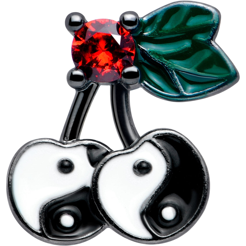 BodyCandy 16G 1/4 Red CZ Gem Black Yin Yang Cherry Cartilage Tragus Earring — lifestyle context