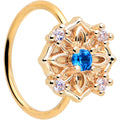 BodyCandy 20G 5/16 Blue CZ Gem Gold Tone Flower Ring Nose Hoop — main product shot