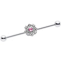 BodyCandy 14G Pink CZ Gem Flower Circle Industrial Barbell 38mm — main product shot
