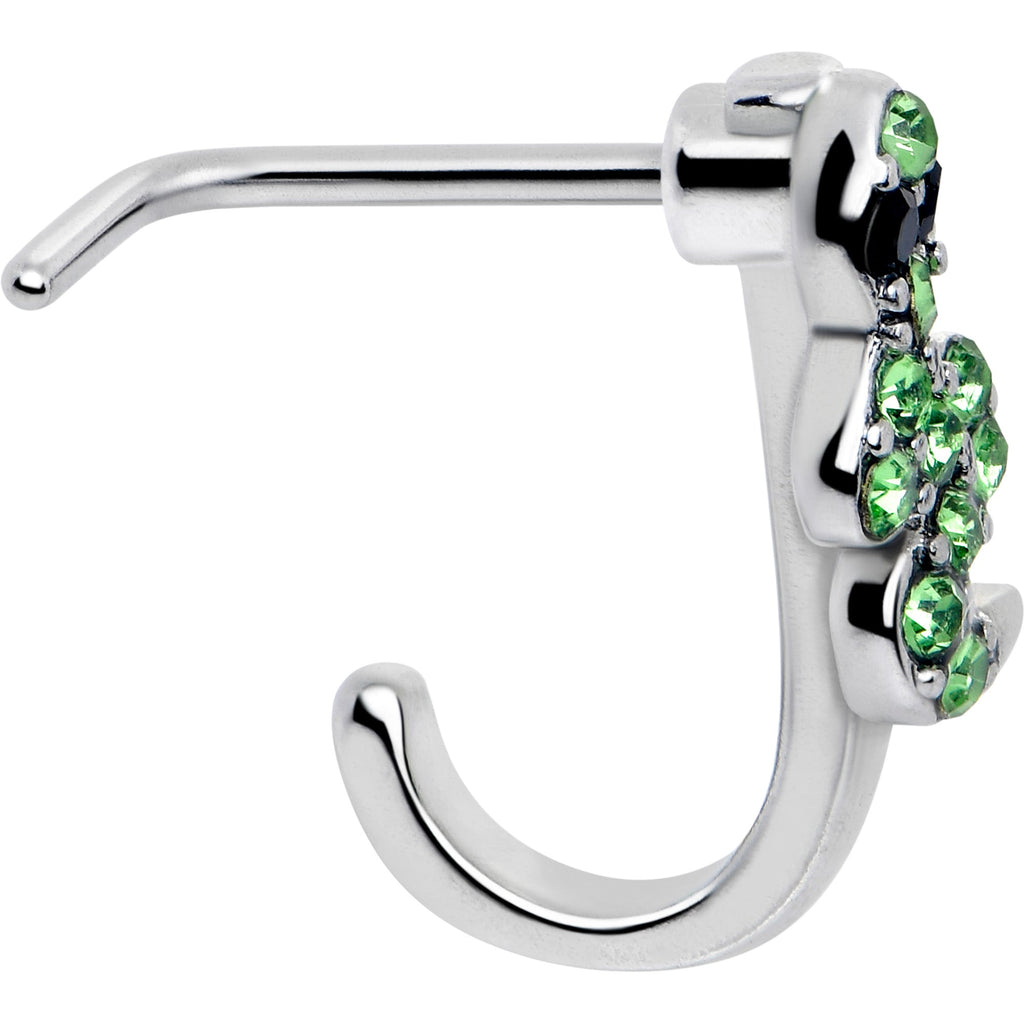 BodyCandy 20G 7mm Green Gem Snake Sweetie Faux Hoop L Shape Nose Ring — side view