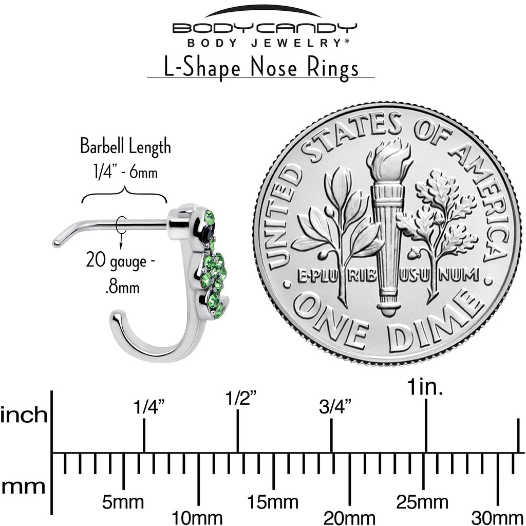 BodyCandy 20G 7mm Green Gem Snake Sweetie Faux Hoop L Shape Nose Ring — back view
