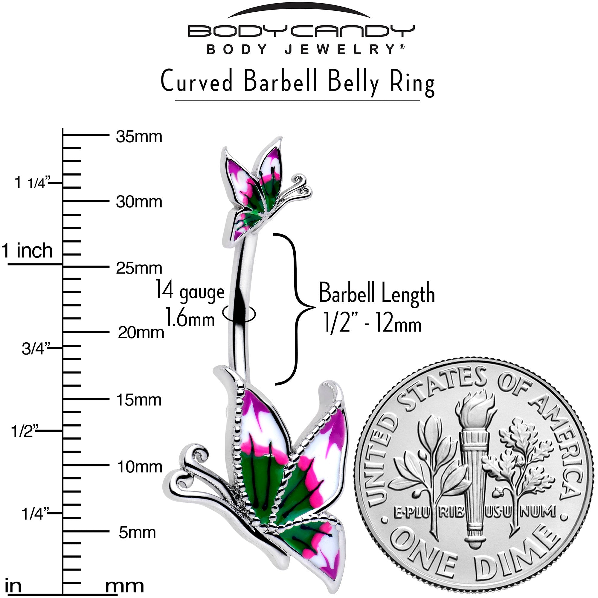 BodyCandy Profile Butterflies Double Mount Belly Ring — lifestyle context