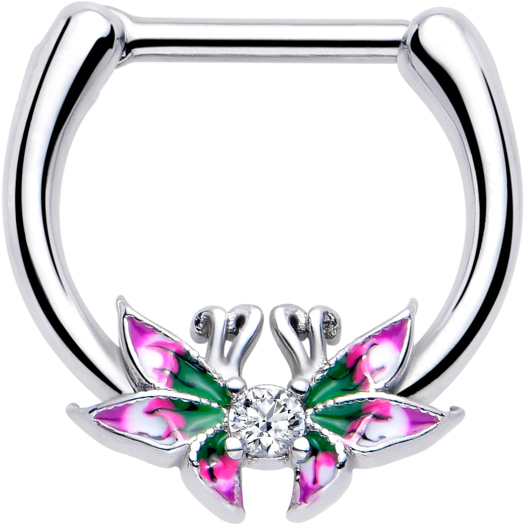 BodyCandy 16G 5/16 Clear CZ Gem Profile Butterflies Cartilage Clicker — main product shot