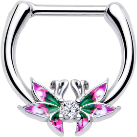 16G 5/16 Clear CZ Gem Profile Butterflies Cartilage Clicker