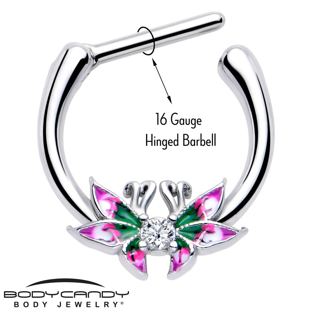 BodyCandy 16G 5/16 Clear CZ Gem Profile Butterflies Cartilage Clicker — lifestyle context