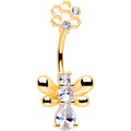 BodyCandy Clear CZ Gem Gold Tone Bee Hive Luv Double Mount Belly Ring — main product shot
