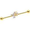 BodyCandy 14G Clear CZ Gem Gold Tone Bee Hive Luv Industrial Barbell 38mm — main product shot