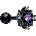BodyCandy 16G 1/4 Purple CZ Gem Black Flower Ring Cartilage Tragus Earring — main product shot