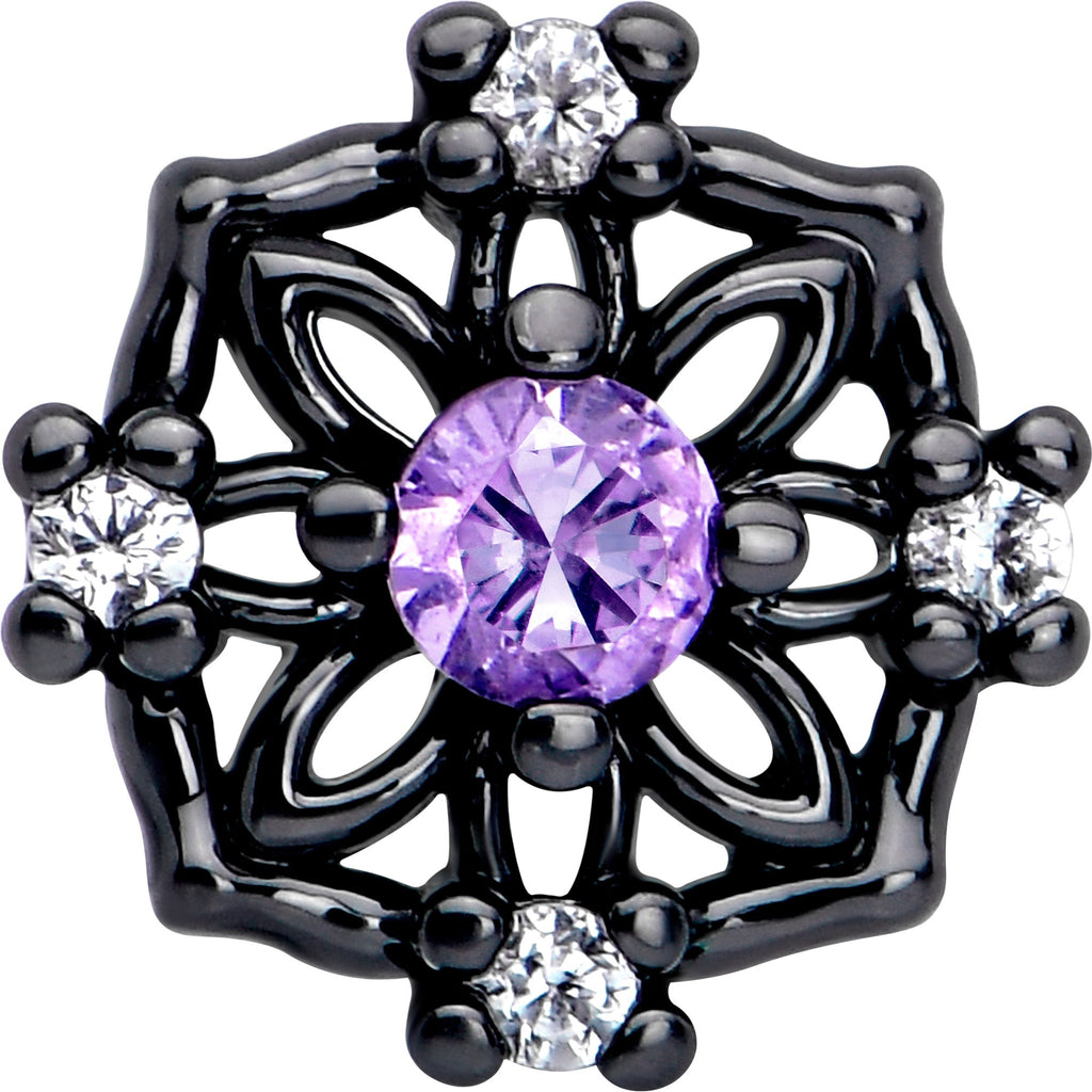 BodyCandy 16G 1/4 Purple CZ Gem Black Flower Ring Cartilage Tragus Earring — lifestyle context