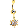 BodyCandy Clear CZ Gem Gold Tone Glam Snowflake Dangle Belly Ring — main product shot