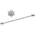 BodyCandy 14G Pink CZ Gem Snowflake Glam Industrial Barbell 38mm — main product shot