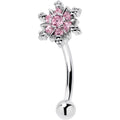 BodyCandy 16G 5/16 Pink CZ Gem Snowflake Glam Curved Eyebrow Ring — main product shot