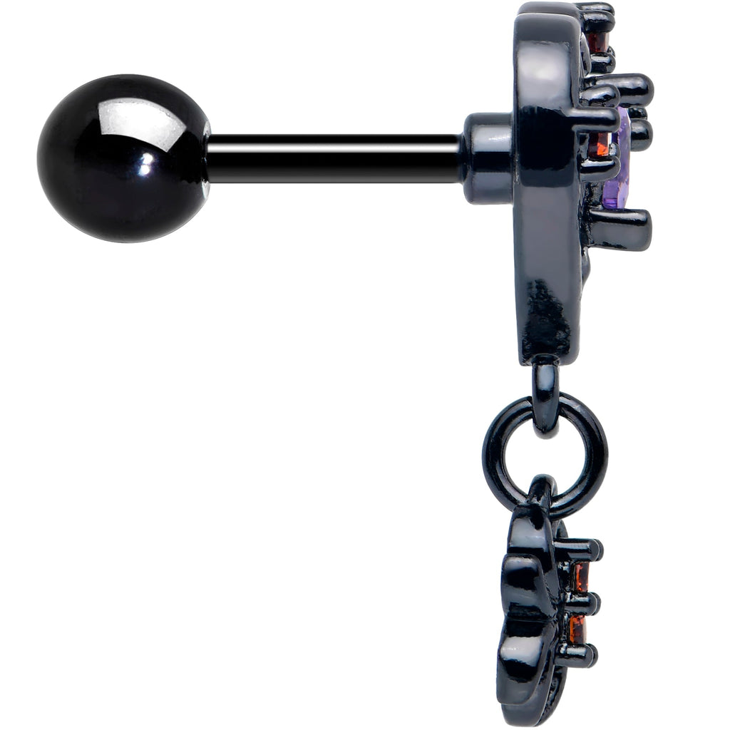 BodyCandy 16G 1/4 Red CZ Gem Black Heart Spider Skull Dangle Cartilage Earring — lifestyle context