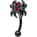 BodyCandy 16G 5/16 Red CZ Gem Black Sleek Spider Curved Eyebrow Ring — main product shot