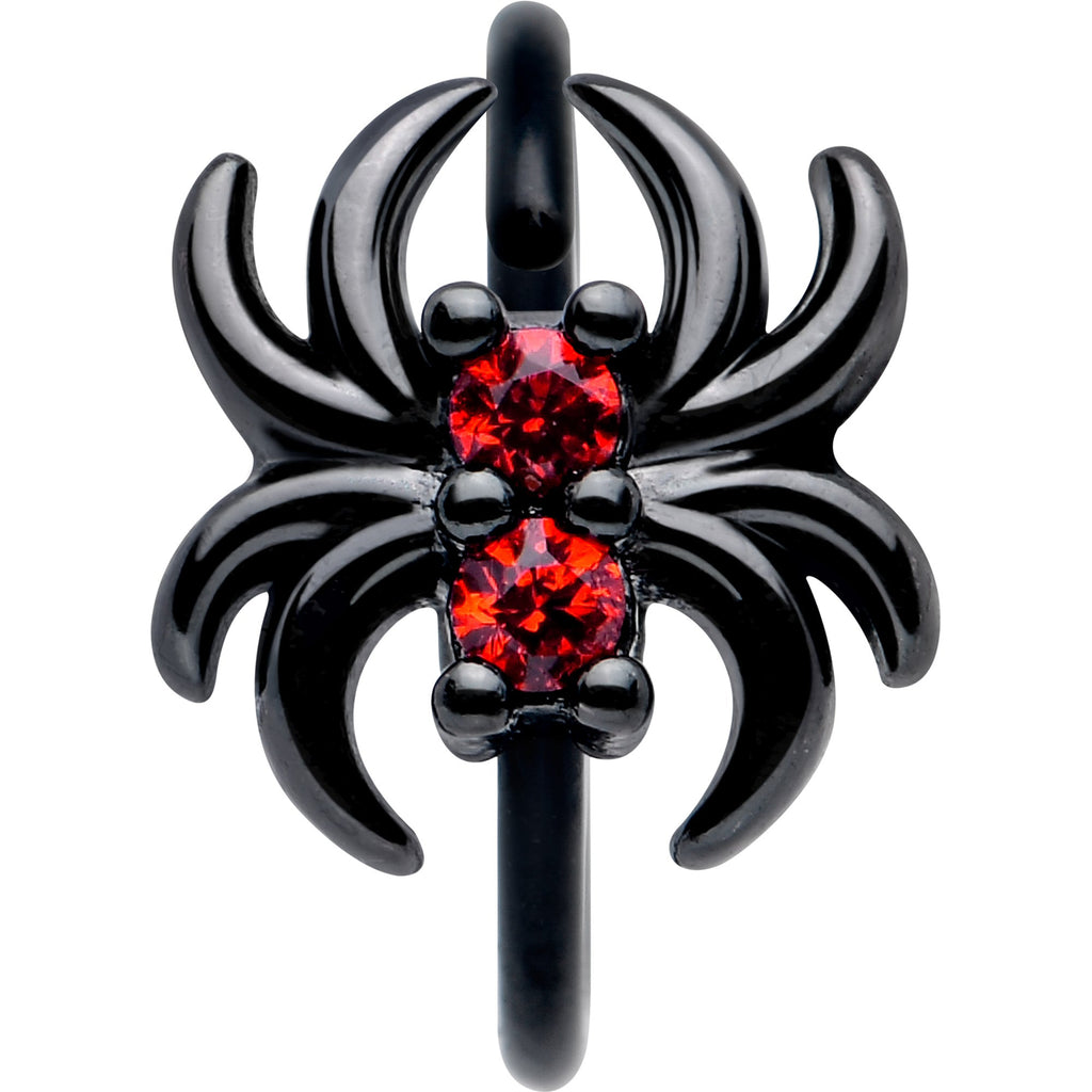 BodyCandy 20G 5/16 Red CZ Gem Black Sleek Spider Nose Hoop — lifestyle context