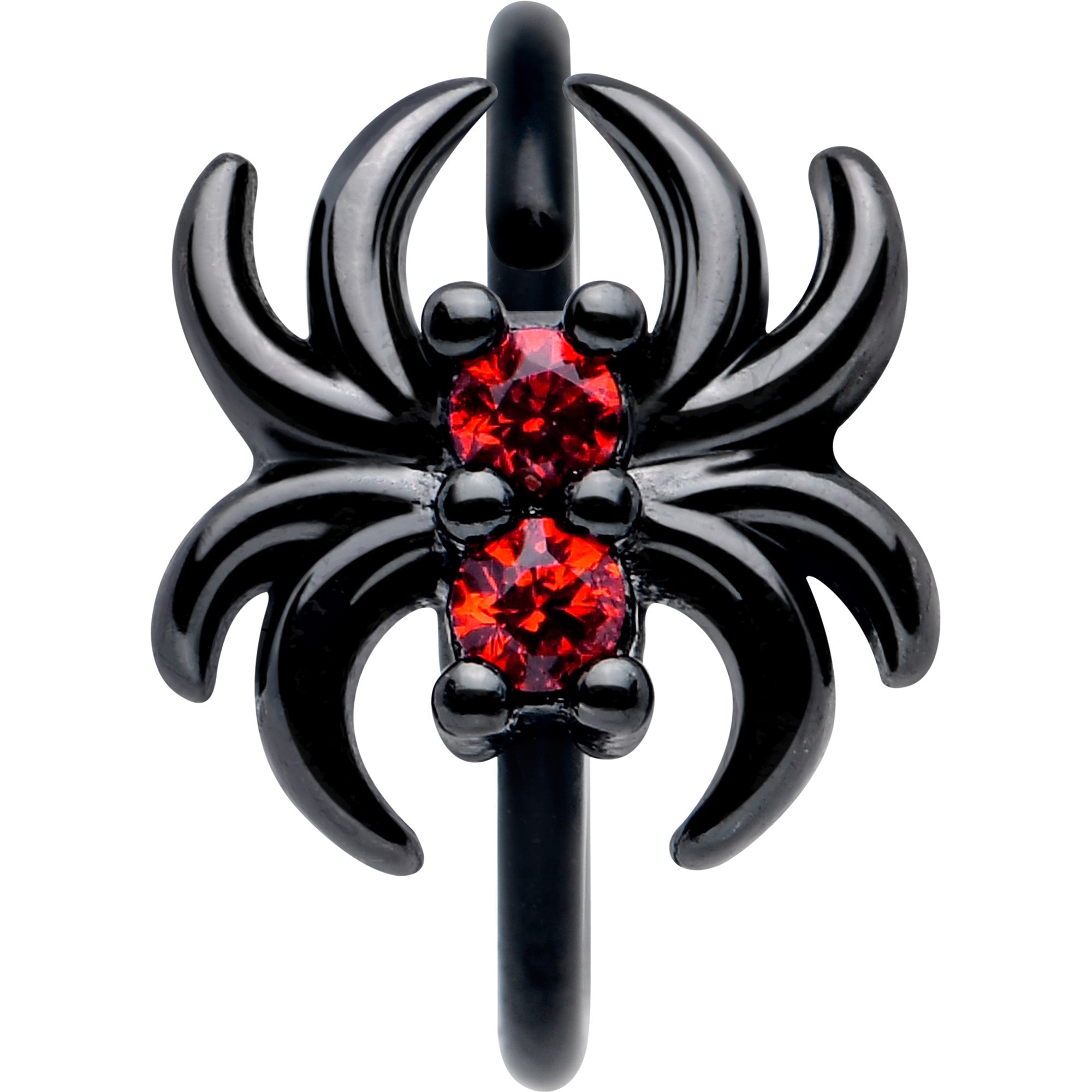 BodyCandy 20G 5/16 Red CZ Gem Black Sleek Spider Nose Hoop — lifestyle context