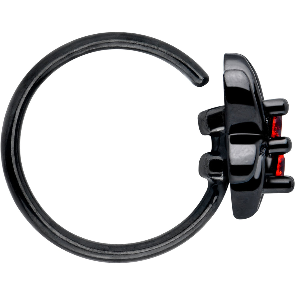 BodyCandy 20G 5/16 Red CZ Gem Black Sleek Spider Nose Hoop — side view