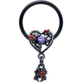 BodyCandy 16G 3/8 Red CZ Gem Black Heart Spider Skull Dangle BCR Captive Ring — main product shot